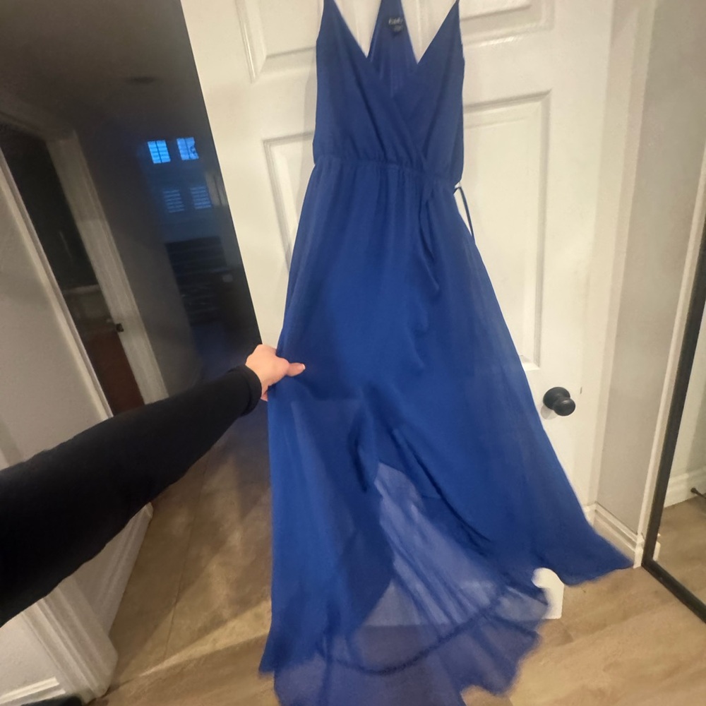 Bebe Blue Halter Maxi Sundress for Weddings